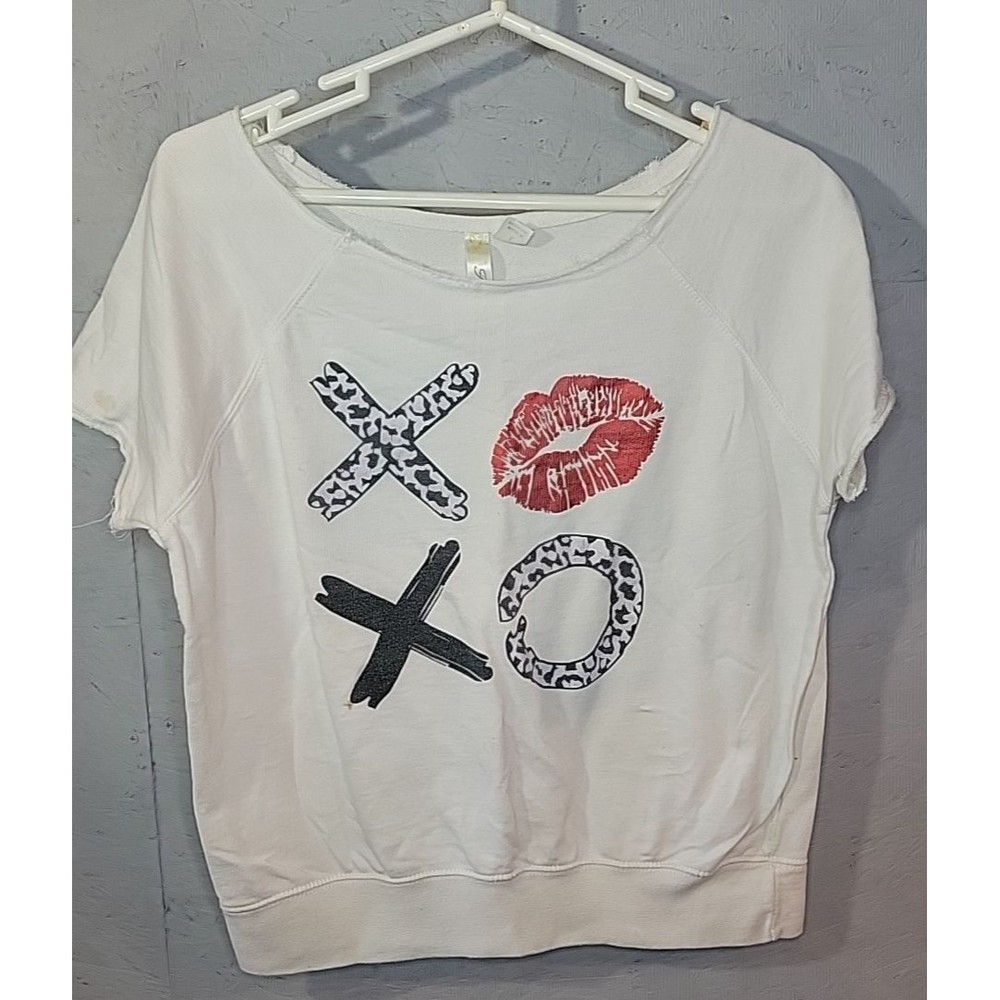 Vintage Blank Gym Sweatshirt L White XOXO Workout